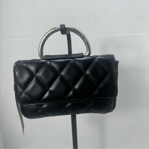 French Connection MELL Quilted Crossbody Bag Black Chain Handle Top Handle Purse